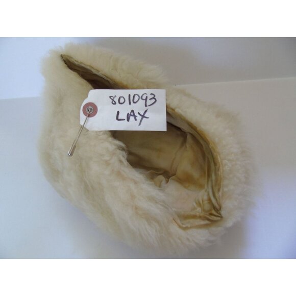 Vtg Lamb Wool Hat Beige Cossack 1950\'s Fully Lined 22\